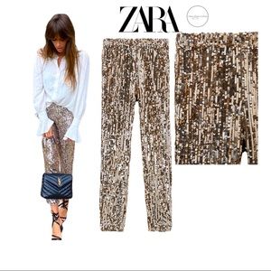 NWT Zara Sequinned Pants Size XS